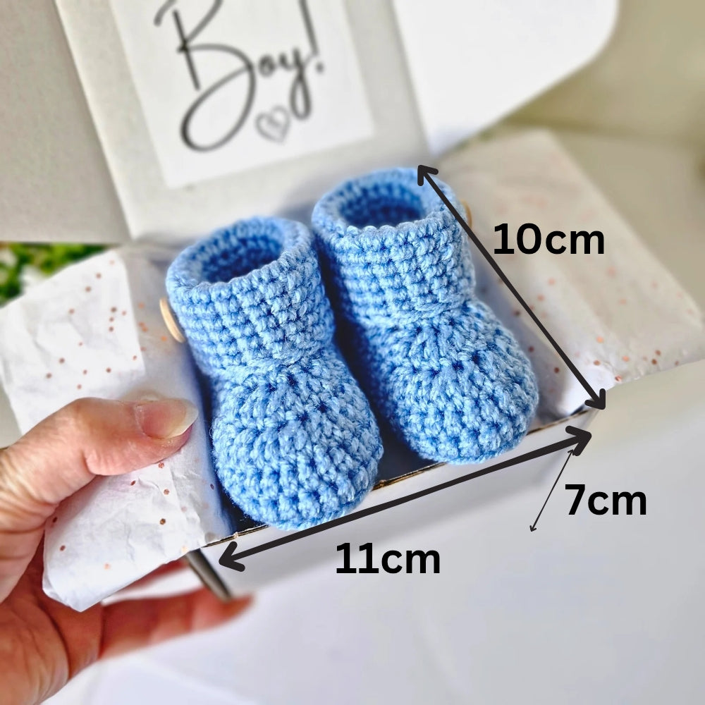 Baby Boy Gender Reveal Gift Box with Crochet Baby Booties