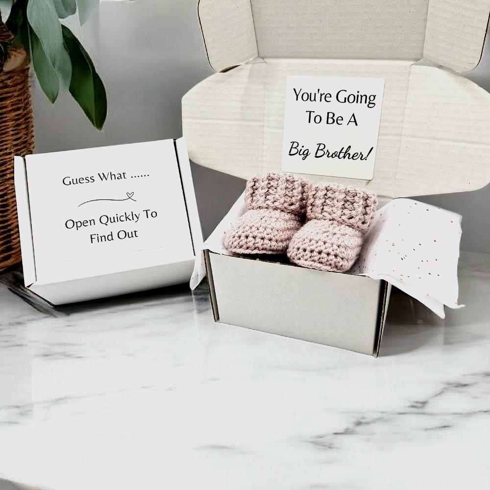 Big Brother Pregnancy Announcement Gift | Booties Reveal Box - Twisted by the Sea