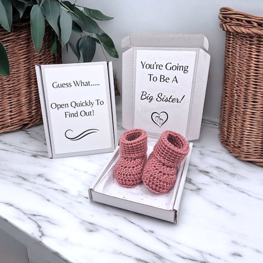 Big Sister Pregnancy Announcement Gift | Booties Reveal Box - Twisted by the Sea