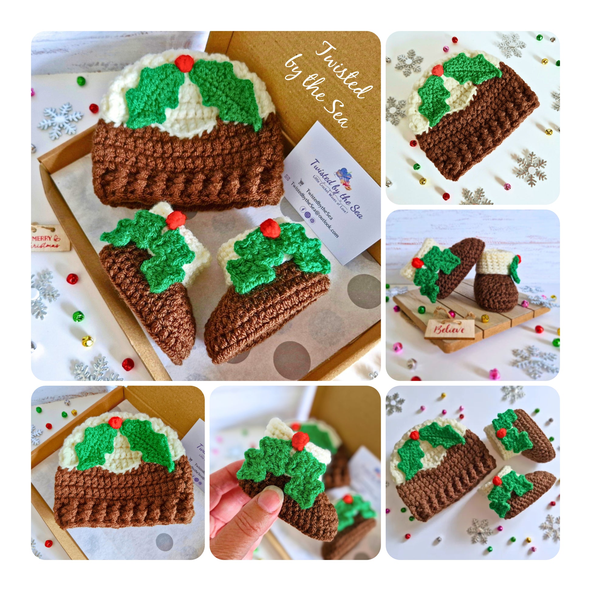 Christmas Pudding Baby Hat – Festive Crochet PDF for Newborn to 6 Months - Twisted by the Sea