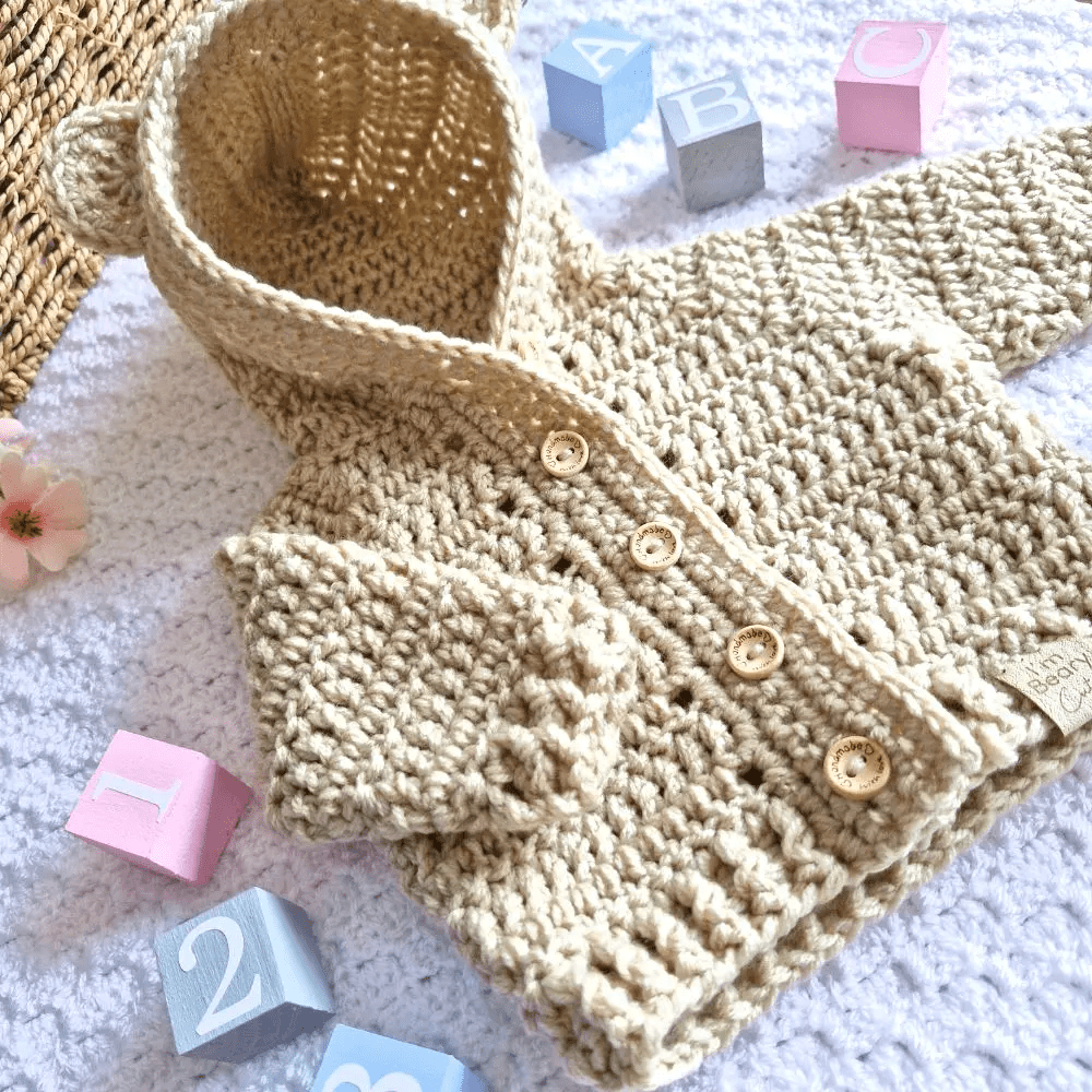 Crochet Baby Hooded Cardigan – Newborn to 2 Years - Twisted by the Sea