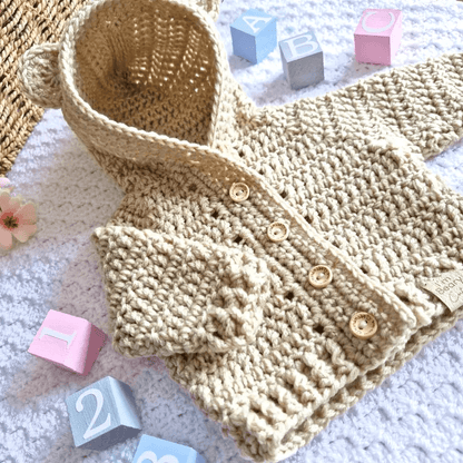 Crochet Baby Hooded Cardigan – Newborn to 2 Years - Twisted by the Sea