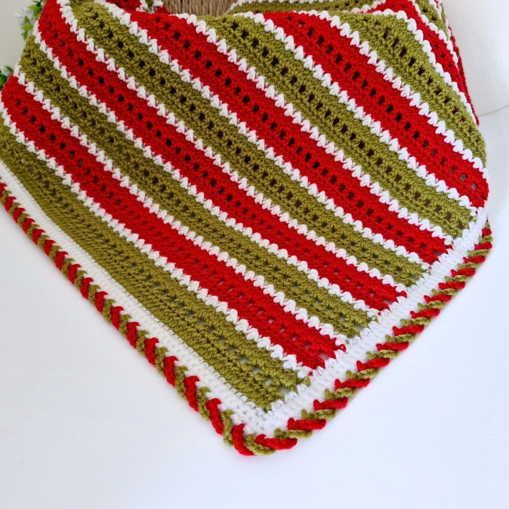 Handmade Crochet Christmas Baby Blanket – Red, Green & White
