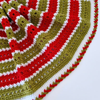 Handmade Crochet Christmas Baby Blanket – Red, Green & White