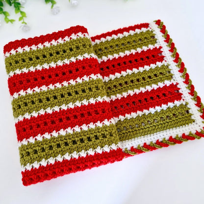 Handmade Crochet Christmas Baby Blanket – Red, Green & White