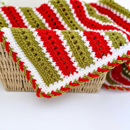Handmade Crochet Christmas Baby Blanket – Red, Green & White