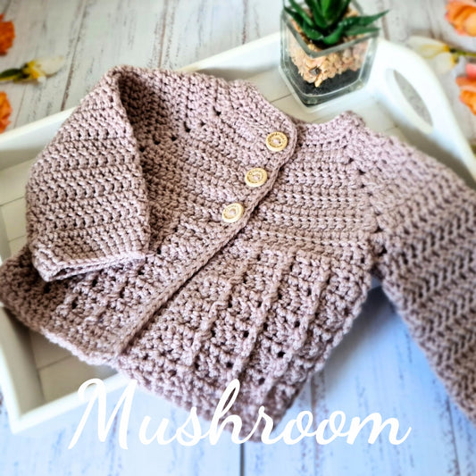 Handmade Handmade Crochet Baby Cardigan, Sizes Newborn and 0-3 Months – Baby Toddler Cardigans crafted in soft acrylic yarn and available in multiple colours by Twisted by the Sea.