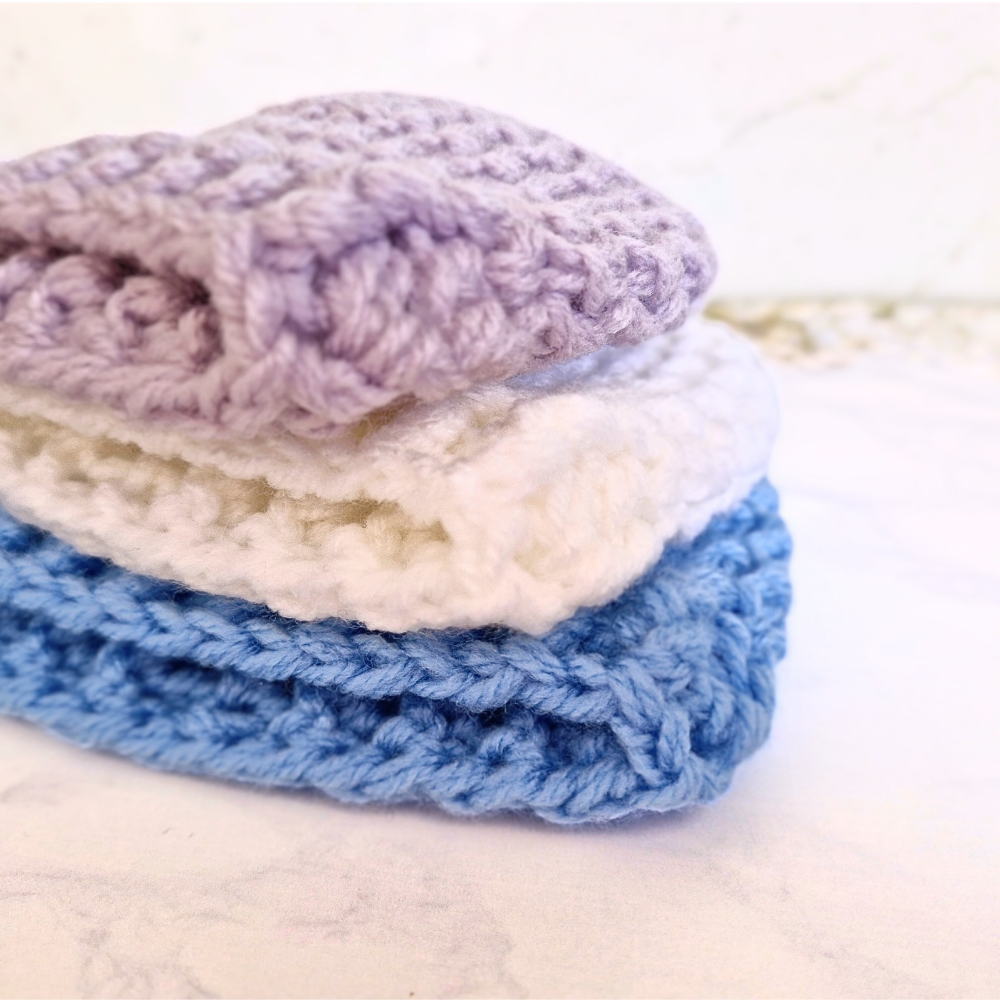 Handmade Crochet Baby Beanie Hat – Handmade, Sizes Newborn to 12 Months – Beanie Hat crafted in soft acrylic yarn and available in multiple colours by Twisted by the Sea.