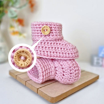 Crochet Baby Booties – ‘It’s a Girl’ Newborn Baby Shower Gift