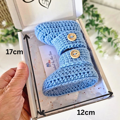Pregnancy Announcement Gift – Crochet Baby Booties Keepsake Reveal