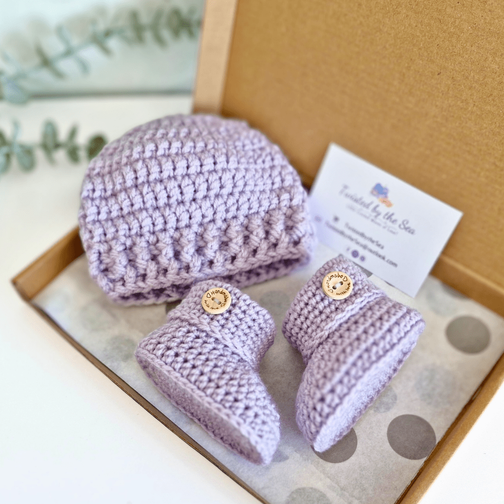 Crochet Baby Hat and Booties Set – Newborn to 6 Months - Twisted by the Sea