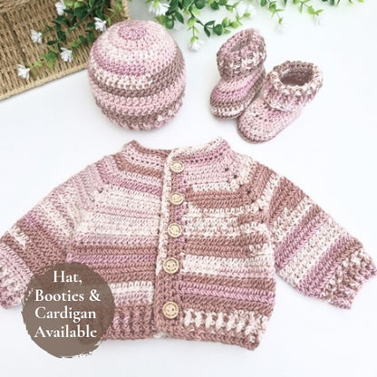 Handmade Baby Cardigan -Newborn to 2 Years in Pinks or Blue