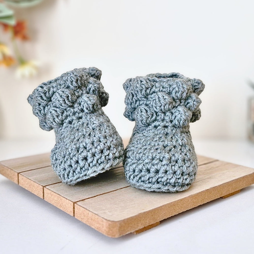 Merino Wool Crochet Baby Booties – North Sea Newborn Gift