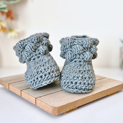 Merino Wool Crochet Baby Booties – North Sea Newborn Gift