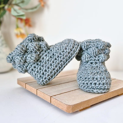 Merino Wool Crochet Baby Booties – North Sea Newborn Gift