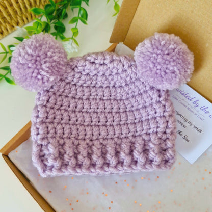 Newborn Crochet Hat and Booties Set in Heather