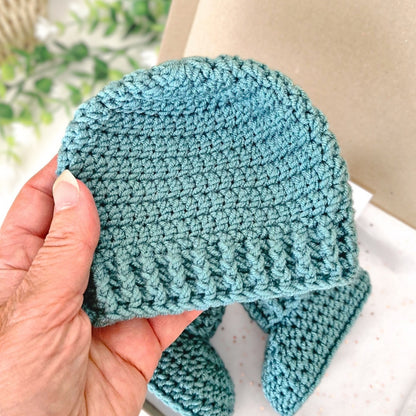 Crochet Newborn Hat and Booties Gift Set – Coastal Tide