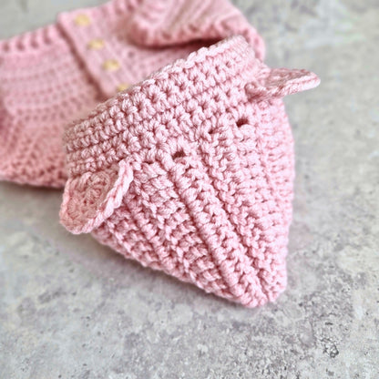 Pink Crochet Teddy Bear Hooded Cardigan – Newborn