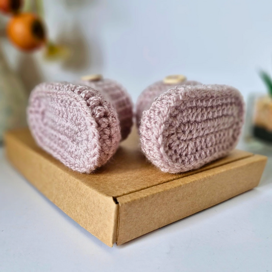 Handmade Born in 2025 Crochet Baby Booties – Handmade Keepsake Gift for Newborns – Baby Booties crafted in soft acrylic yarn and available in multiple colours by Twisted by the Sea.