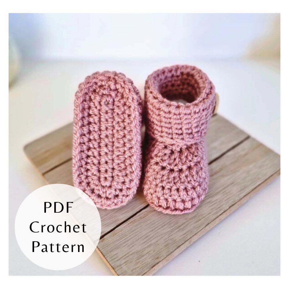 Crochet Baby Booties Pattern - Folded Cuff with Button PDF Download
