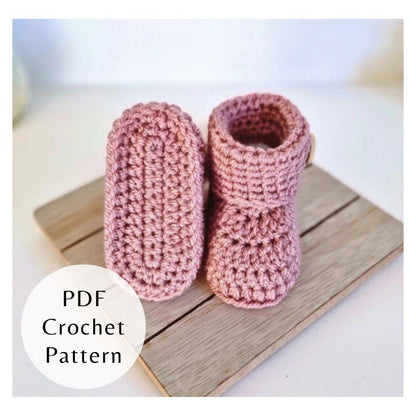 Crochet Baby Booties Pattern – Folded Cuff with Button PDF Download