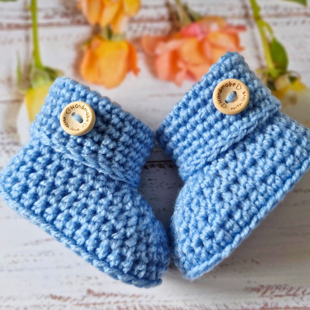 Handmade Blue Crochet Teddy Hat and Bootie Set – 0-6 Months - Twisted by the Sea