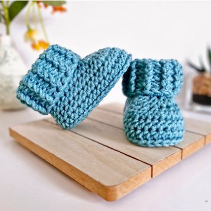Handcrafted Newborn Hat and Booties Gift Set – Coastal Tide - Twisted by the Sea