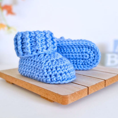 Baby Booties Crochet With Ridged Cuff