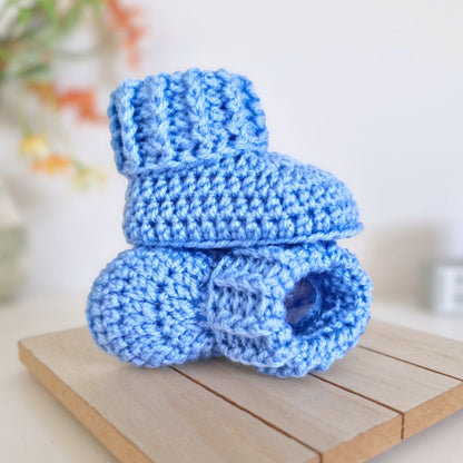 Baby Booties Crochet With Ridged Cuff