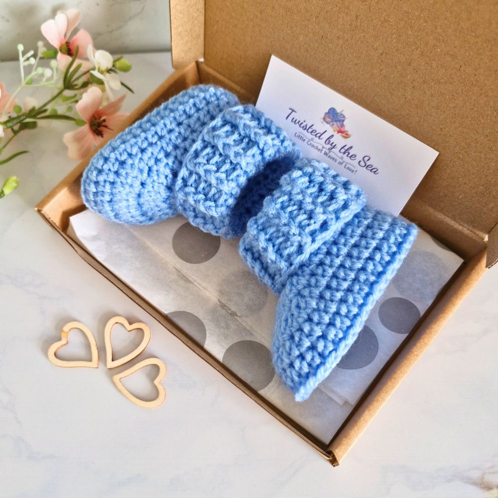Baby Booties Crochet With Ridged Cuff