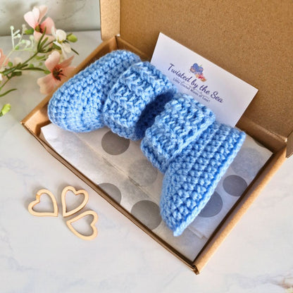 Baby Booties Crochet With Ridged Cuff