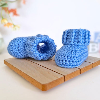 Baby Booties Crochet With Ridged Cuff