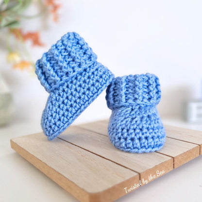 Baby Booties Crochet With Ridged Cuff