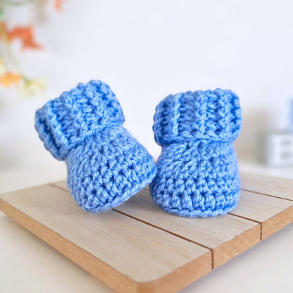Baby Booties Crochet With Ridged Cuff