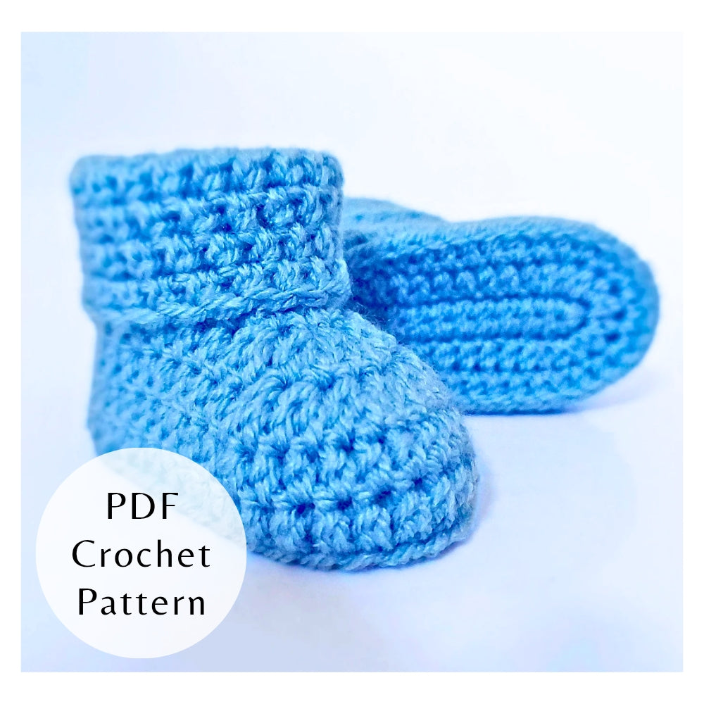 Handmade PDF CROCHET PATTERN Baby Booties (Instant Download) – PDF pattern crafted in soft acrylic yarn and available in multiple colours by Twisted by the Sea.