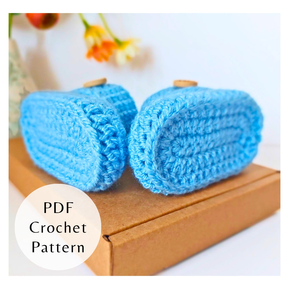 Handmade PDF CROCHET PATTERN Baby Booties (Instant Download) – PDF pattern crafted in soft acrylic yarn and available in multiple colours by Twisted by the Sea.