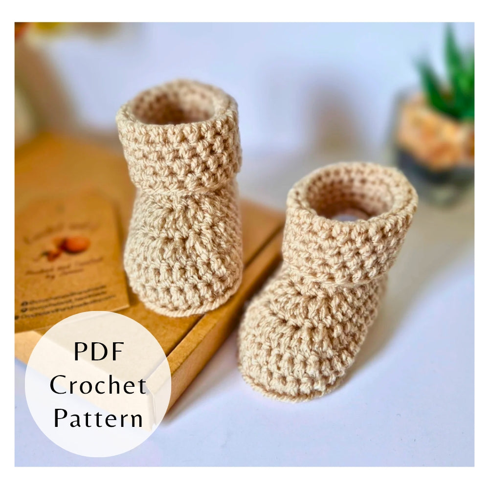 Handmade PDF CROCHET PATTERN Baby Booties (Instant Download) – PDF pattern crafted in soft acrylic yarn and available in multiple colours by Twisted by the Sea.