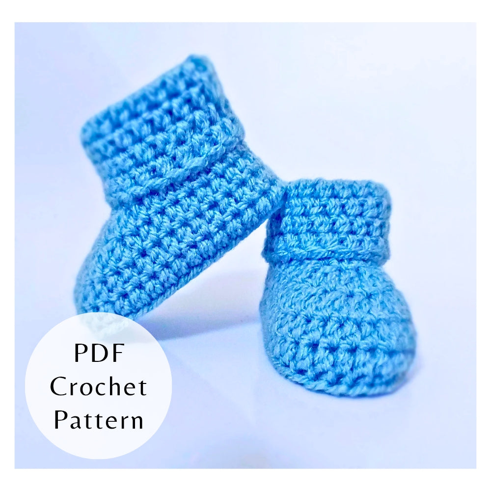 Handmade PDF CROCHET PATTERN Baby Booties (Instant Download) – PDF pattern crafted in soft acrylic yarn and available in multiple colours by Twisted by the Sea.