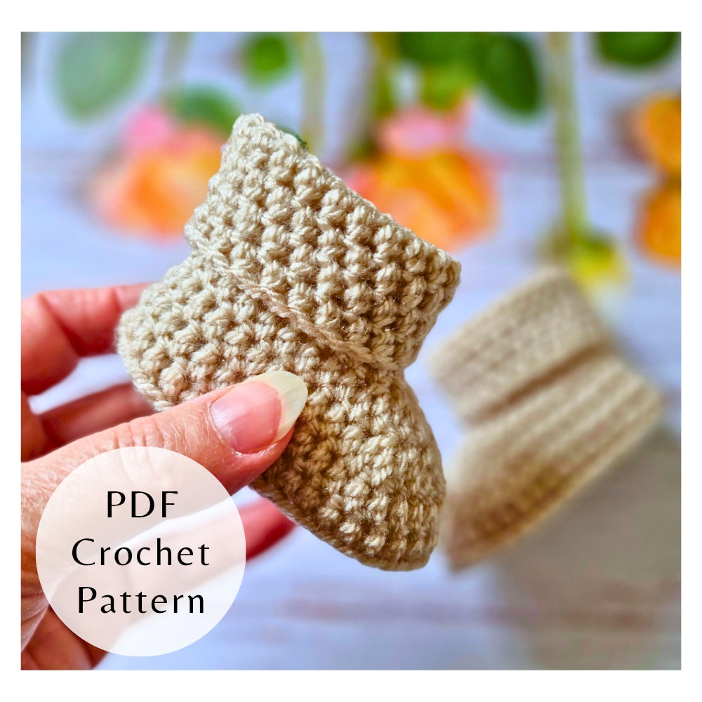 Handmade PDF CROCHET PATTERN Baby Booties (Instant Download) – PDF pattern crafted in soft acrylic yarn and available in multiple colours by Twisted by the Sea.