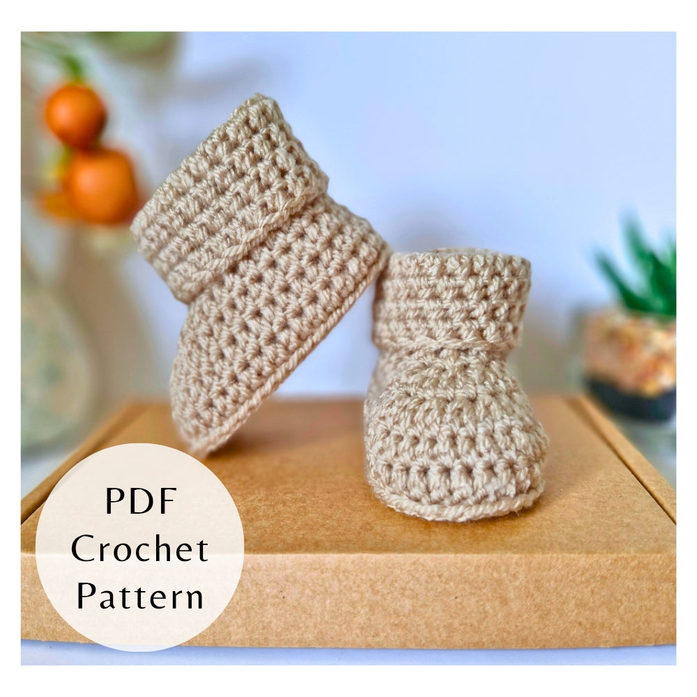 Handmade PDF CROCHET PATTERN Baby Booties (Instant Download) – PDF pattern crafted in soft acrylic yarn and available in multiple colours by Twisted by the Sea.