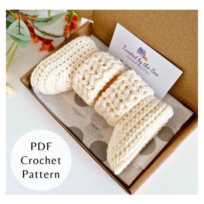 PDF PATTERN Crochet Baby Booties – Puff V Stitch (Instant Download) - Twisted by the Sea