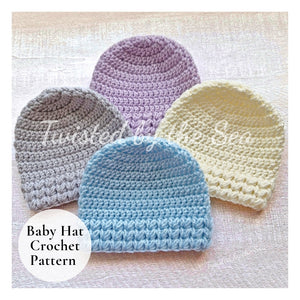 PDF Crochet Baby Hat Pattern – Puff V Stitch, Newborn to 6 Months