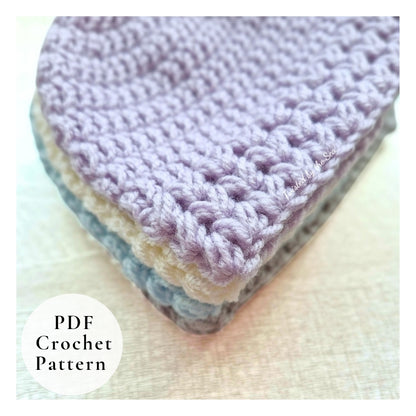 PDF Crochet Baby Hat Pattern – Puff V Stitch, Newborn to 6 Months