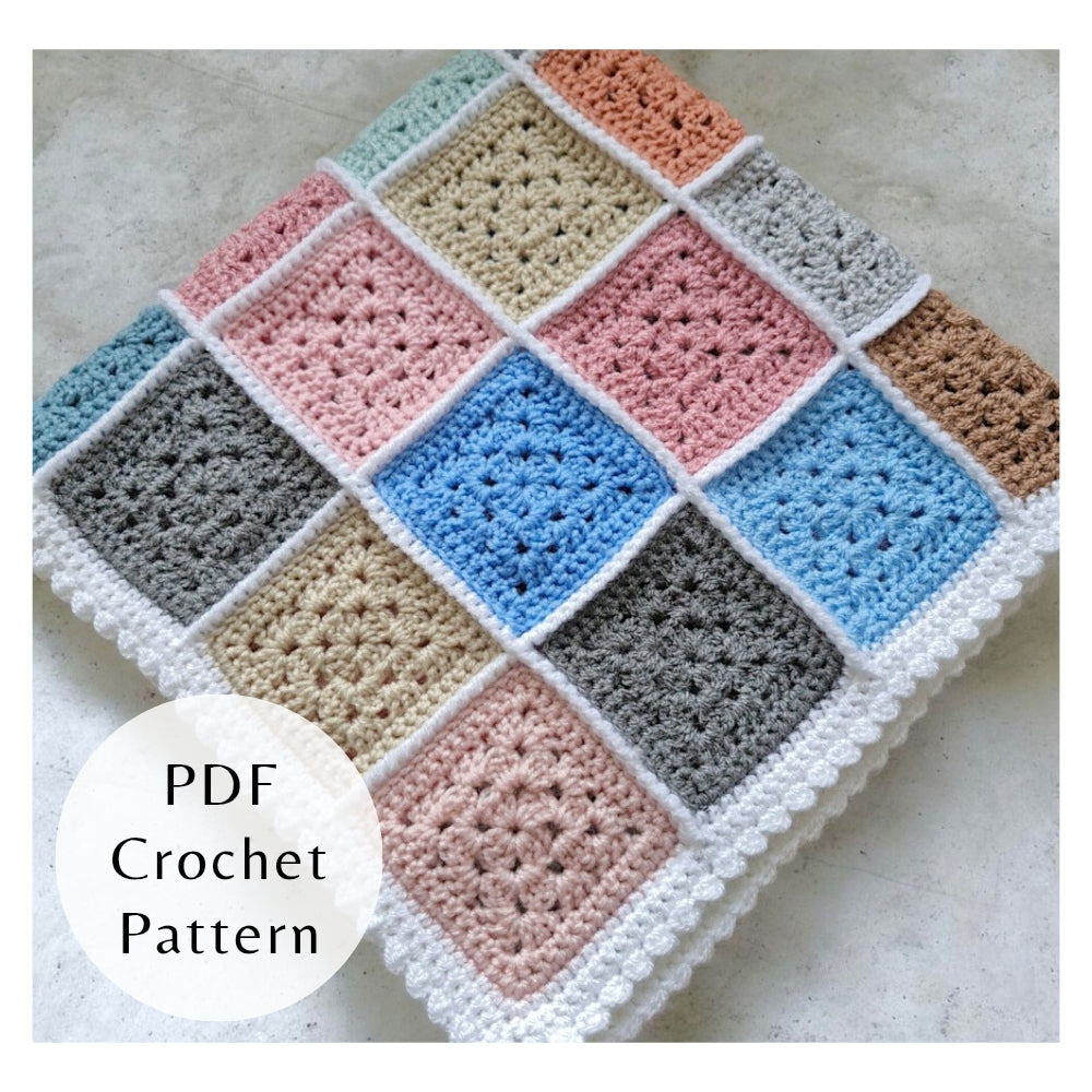 PDF Crochet Granny Square Baby Blanket Pattern – Scrap Yarn Friendly (Instant Download) - Twisted by the Sea
