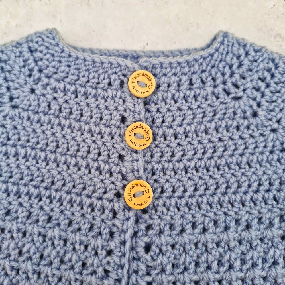 Crochet Daisy Baby Cardigan – 3-6 Months Blue