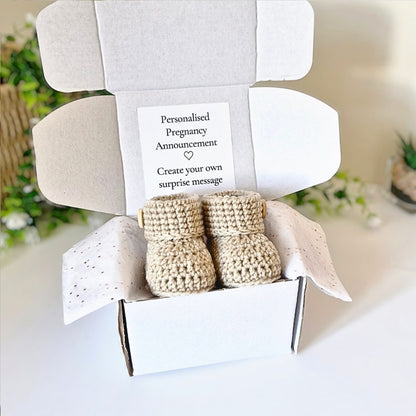 Personalised Pregnancy Announcement Gift – Crochet Baby Booties