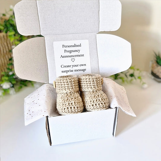 Personalised Pregnancy Announcement Gift - Baby Booties Reveal Box