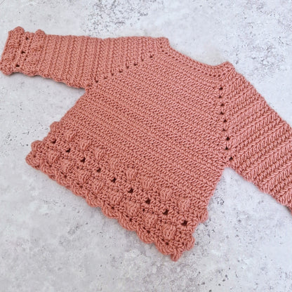 Crochet Baby Cardigan - Dusky Pink 0–3 Months