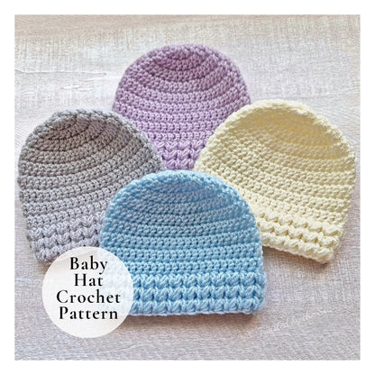 PDF Crochet Baby Hat Pattern – Puff V Stitch, Newborn to 6 Months