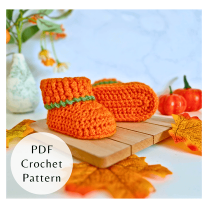 Pumpkin Baby Booties Crochet Pattern – PDF Download in 3 Sizes (Newborn to 6 Months) - Twisted by the Sea
